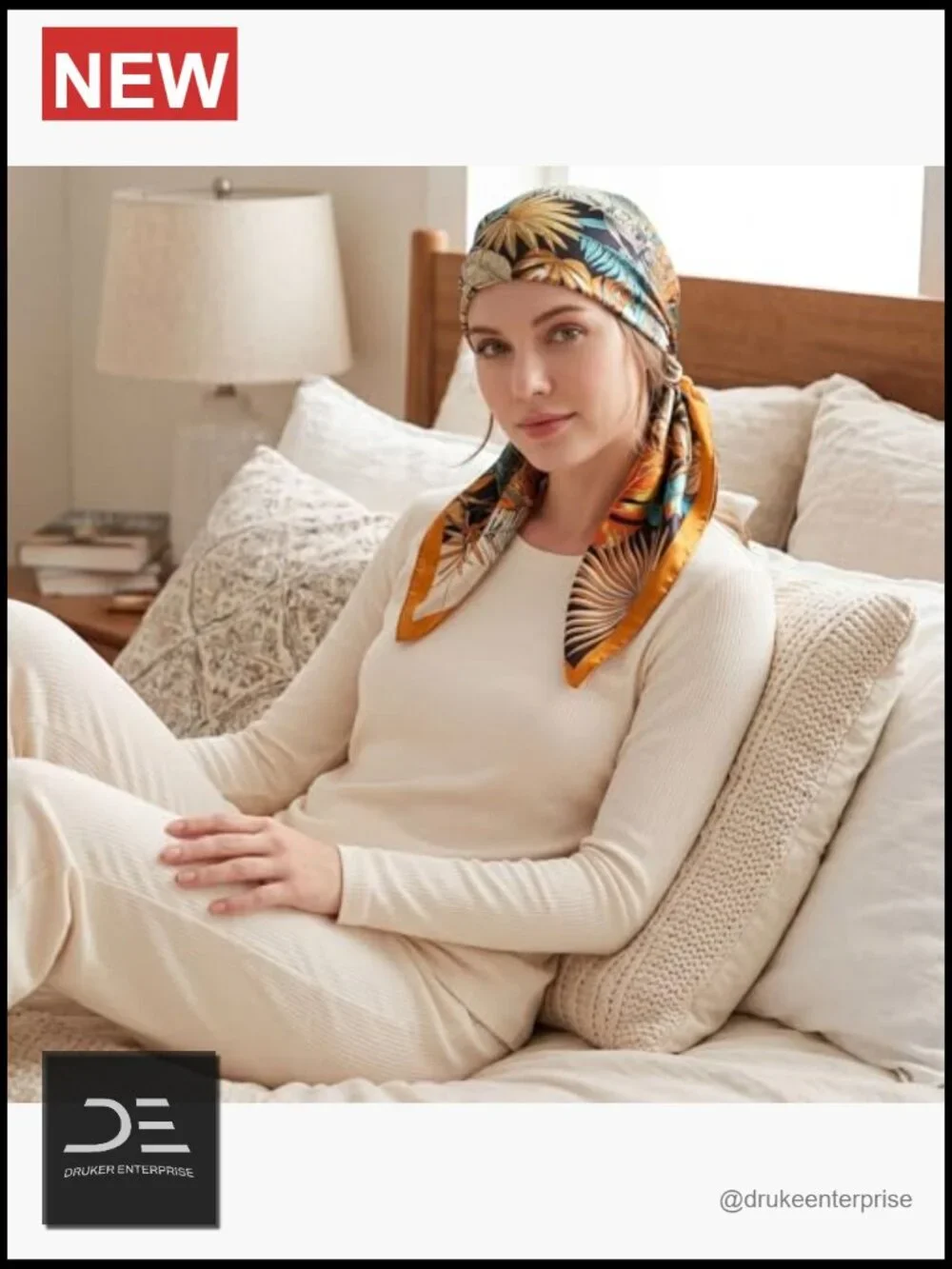 Silky Satin-Like Square Scarf for Hair Wrapping at Night 35 Inch